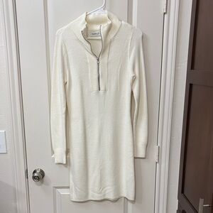 Abercrombie & Fitch Cream Long Sleeve Knit Dress